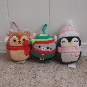Squishmallows Christmas Reindeer Mouse And Penguin Plushies